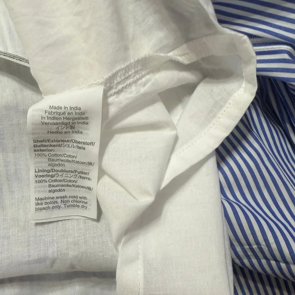 J.Crew Blue White Striped Tiered Mini Dress Long Sleeve Ruffle Neck NWT Small